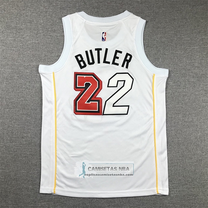 Camiseta Nino Miami Heat Jimmy Butler NO 22 Ciudad 2022-23 Blanco